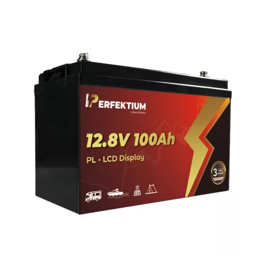 Perfektium PL Serie 12.8V 100Ah Lithium LiFePO4 Batterie (integriertes BMS und LCD-Display) für Solarsysteme, Wohnmobile, Boote