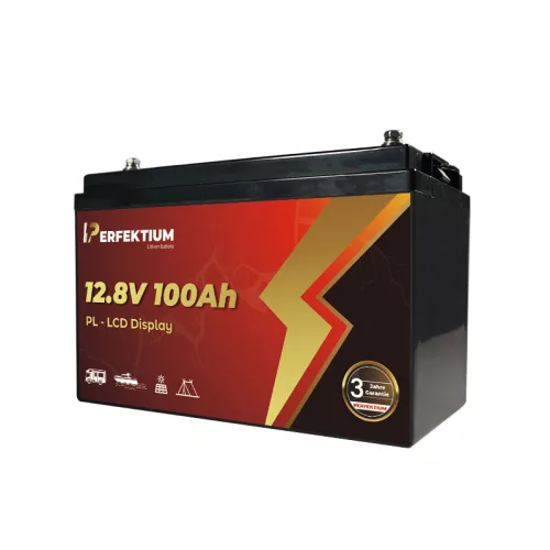 Perfektium PL Serie 12.8V 100Ah Lithium LiFePO4 Batterie (integriertes BMS und LCD-Display) für Solarsysteme, Wohnmobile, Boote