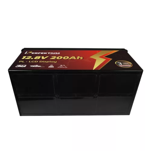 Perfektium PL Serie 12.8V 200Ah Lithium LiFePO4 Batterie (integriertes BMS und LCD-Display) für Solarsysteme, Wohnmobile, Boote