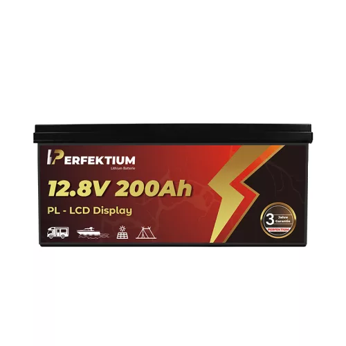 Perfektium PL Serie 12.8V 200Ah Lithium LiFePO4 Batterie (integriertes BMS und LCD-Display) für Solarsysteme, Wohnmobile, Boote