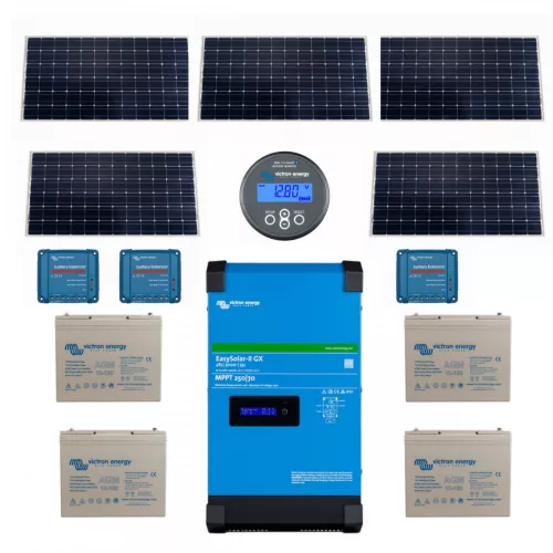 PRO03 Szigetüzemű napelemes rendszer Victron Energy EasySolar-II 24V 3000VA, 200Ah AGM szolár vagy LiFePO4 akkumulátor