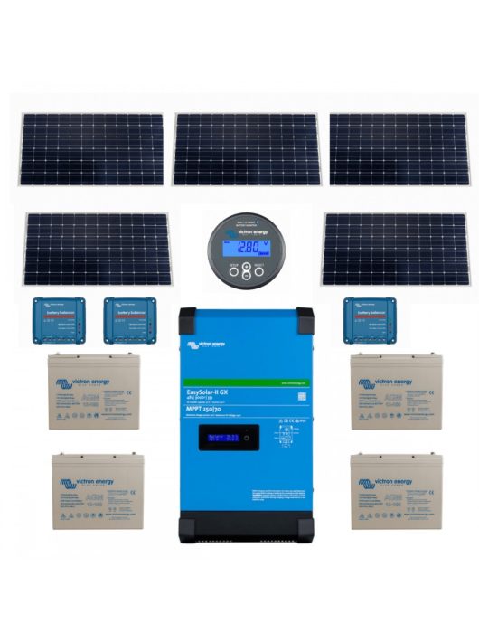 PRO03 Szigetüzemű napelemes rendszer Victron Energy EasySolar-II 24V 3000VA, 200Ah AGM szolár vagy LiFePO4 akkumulátor