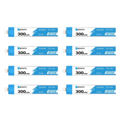 BetaFPV BT2.0 300mAh 1S Battery Pack (8 pcs), 3.8 V