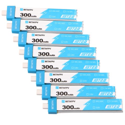 BetaFPV BT2.0 300mAh 1S Battery Pack (8 pcs), 3.8 V