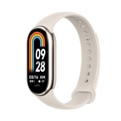   Xiaomi Smart Band 8 Graphite Gold – okoskarkötő – Bluetooth 5.1, 190 mAh akkumulátor, 1,62" kijelző, 5 ATM vízállóság, gyorsulásmérő, giroszkóp, PPG szenzor