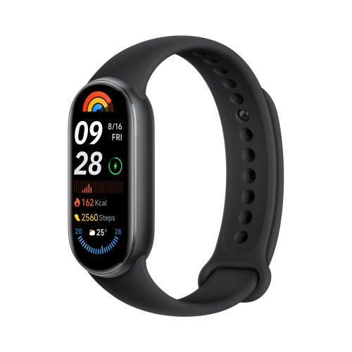Xiaomi Smart Band 9 Midnight Black – okoskarkötő – Bluetooth 5.4, 233 mAh akkumulátor, 1,62 hüvelykes kijelző, 5 ATM vízállóság, gyorsulásmérő, giroszkóp, PPG szenzor