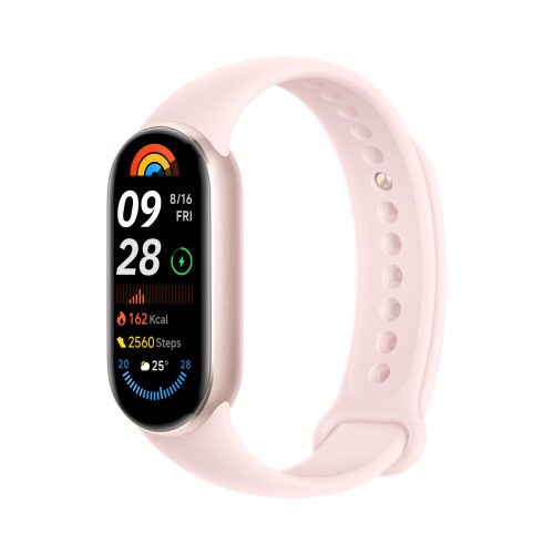 Xiaomi Smart Band 9 Mystic Rose, okoskarkötő, Bluetooth 5.4, 233 mAh, 1,62 hüvelyk, 5 ATM, gyorsulásmérő, giroszkóp, PPG érzékelő