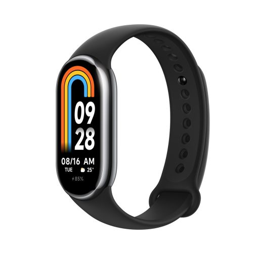 Xiaomi Smart Band 8 graphite black, okoskarkötő, Bluetooth 5.1, 190 mAh, 1,62", 5 ATM, gyorsulásmérő, giroszkóp, PPG érzékelő