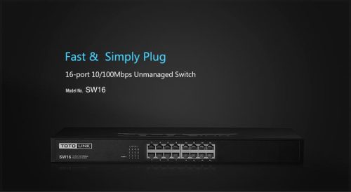 Totolink SW16 | Switch | 16x RJ45 100Mb/s, Rackmount, Unmanaged