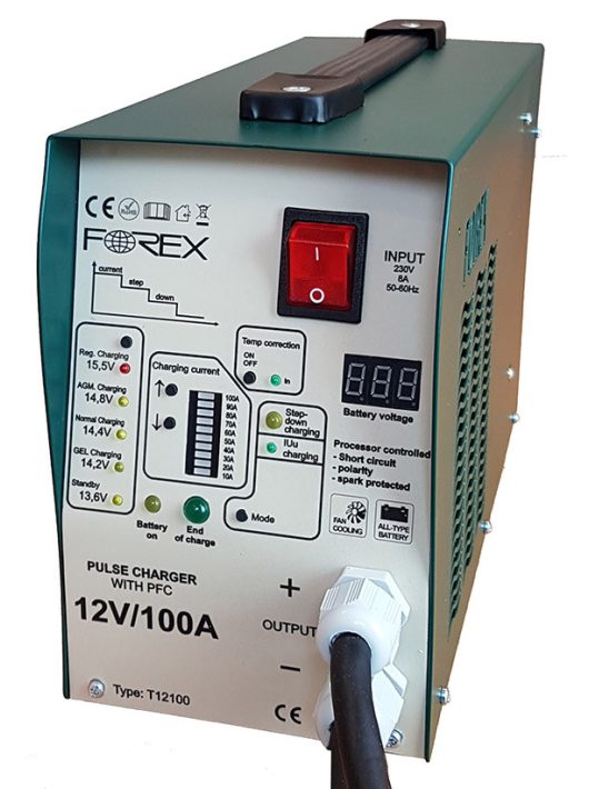 Forex T12100 akkumulátortöltõ és kábel (3m) 12V 100A