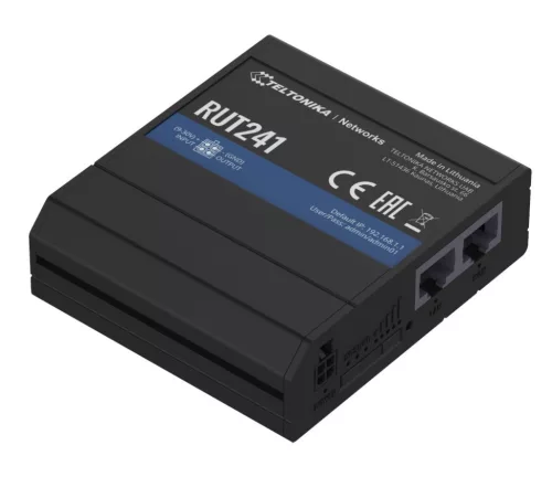 Teltonika RUT241 ipari 4G LTE router, Cat.4, 2× LAN 100 Mb/s, 2,4 GHz WiFi, RUT241 010000