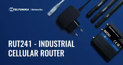 Teltonika RUT241 ipari 4G LTE router, Cat.4, 2× LAN 100 Mb/s, 2,4 GHz WiFi, RUT241 010000