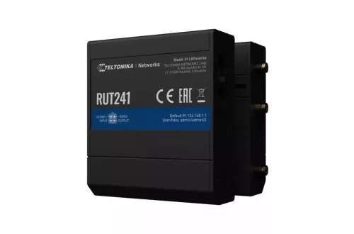 Teltonika RUT241 ipari 4G LTE router, Cat.4, 2× LAN 100 Mb/s, 2,4 GHz WiFi, RUT241 010000