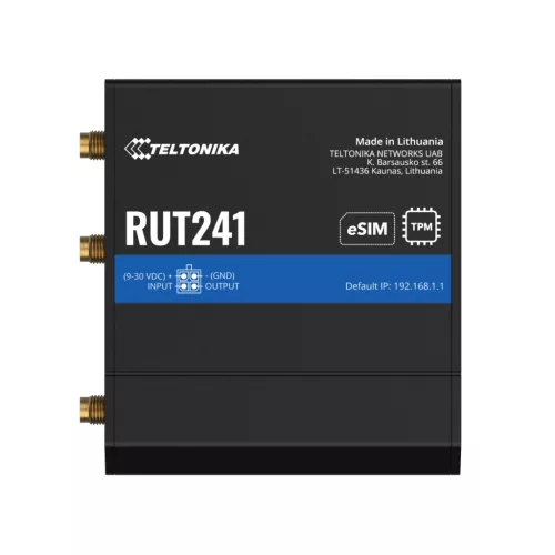 Ipari 4G LTE router Teltonika RUT241 eSIM, Cat 4, 2 × RJ45 100 Mb/s