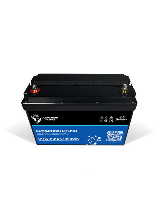 Ultimatron France UBL sorozat 12.8V 150Ah PRO Lítium LiFePO4 akkumulátor (beépített BMS és Bluetooth) Napelemes rendszerekhez, Lakóautókhoz, Hajókhoz