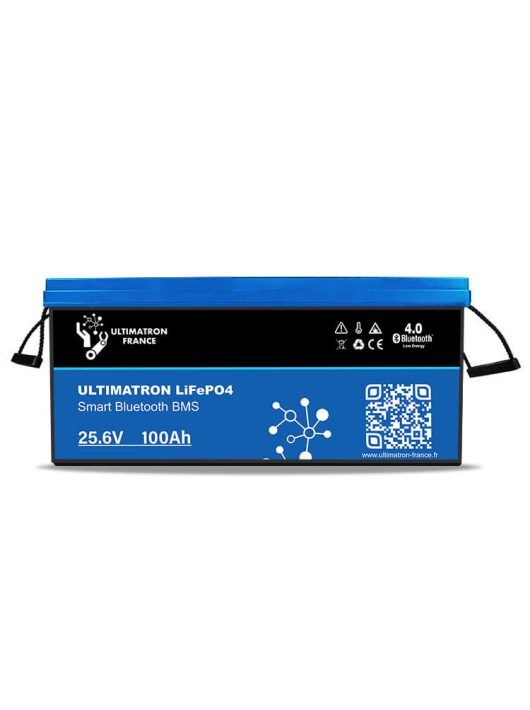 Ultimatron France UBL sorozat 25.6V 100Ah Lítium LiFePO4 akkumulátor (beépített BMS és Bluetooth) Napelemes rendszerekhez, Lakóautókhoz, Hajókhoz