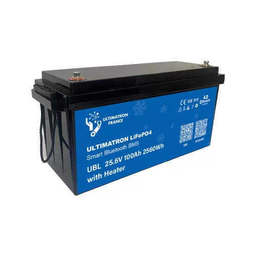 Ultimatron France UBL sorozat 25,6 V 100 Ah PRO LiFePO4 akkumulátor (Smart BMS, Bluetooth és fűtés)