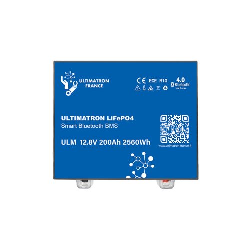 Ultimatron Lithium-Batterie LiFePO4 12,8V 200Ah Smart BMS mit Bluetooth Untersitz-Batterie  