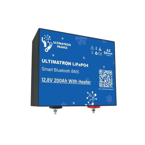 Ultimatron France ULM sorozat 12.8V 200Ah ülés alatti Lítium LiFePO4 akkumulátor (beépített BMS, Bluetooth és fűtőfólia) Napelemes rendszerekhez, Lakóautókhoz, Hajókhoz