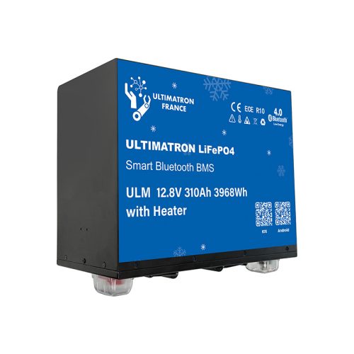 Ultimatron France ULM sorozat 12.8V 310Ah ülés alatti Lítium LiFePO4 akkumulátor (beépített BMS, Bluetooth és fűtőfólia) napelemes rendszerekhez, 