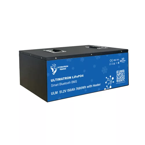 Ultimatron France ULM sorozat ülés alatti 51,2 V 150 Ah LiFePO4 akkumulátor (Smart BMS, Bluetooth és fűtés)
