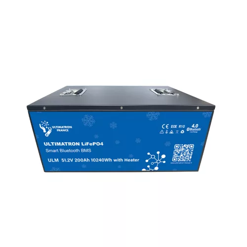Ultimatron France ULM sorozat ülés alatti 51,2 V 200 Ah LiFePO4 akkumulátor (Smart BMS, Bluetooth és fűtés)