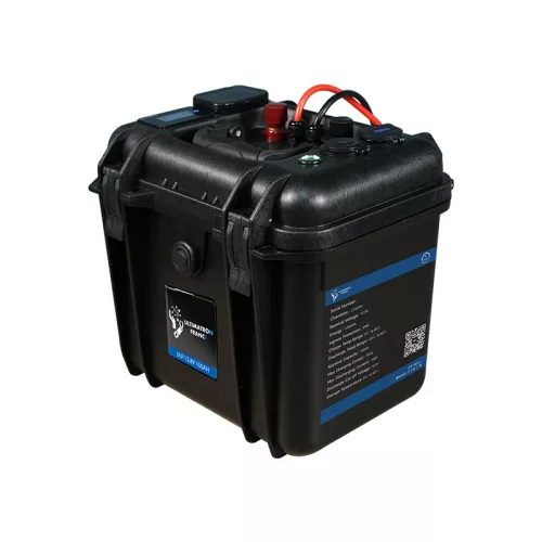Ultimatron France ULP sorozat hordozható 12,8 V 100 Ah LiFePO4 akkumulátor (Smart BMS, Bluetooth és színes kijelző)