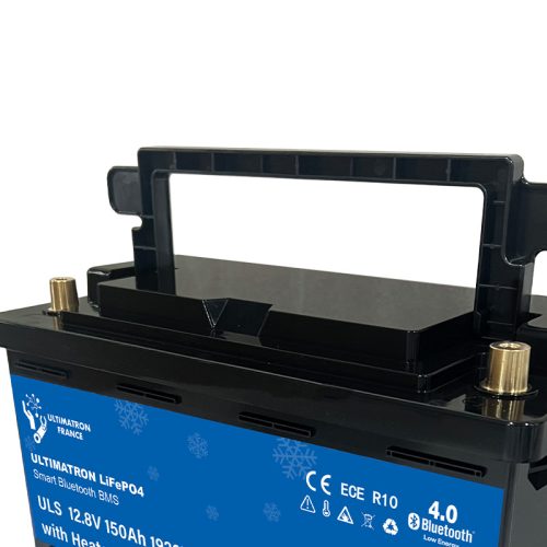 Ultimatron France ULS-Serie 12.8V 150Ah Unter Sitz Lithium LiFePO4 Akku (mit integriertem BMS, Bluetooth und Heizfolie) für Solarsysteme.