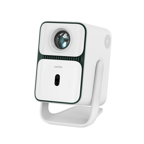 Wanbo T2 Ultra White Projektor – 500 ANSI Lumen Helligkeit, native 1080p Full HD Auflösung, Android TV 11 Betriebssystem und Gimbal (verstellbare Halterung).