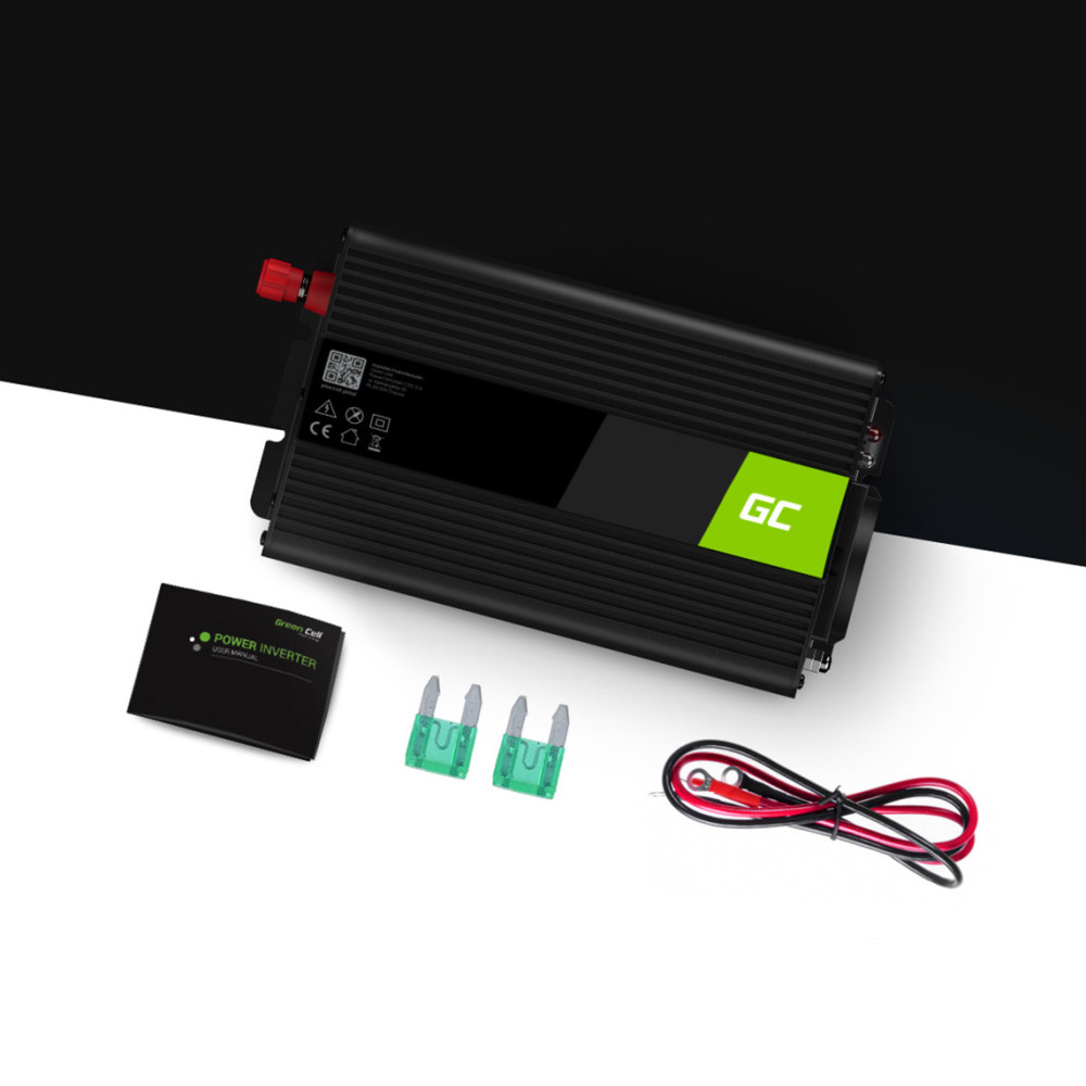 Green Cell Inverter 12V - 230V feszültségátalakító Tiszta szinuszhullámos 300W/600W INV07 központi fűtés szivattyúkhoz