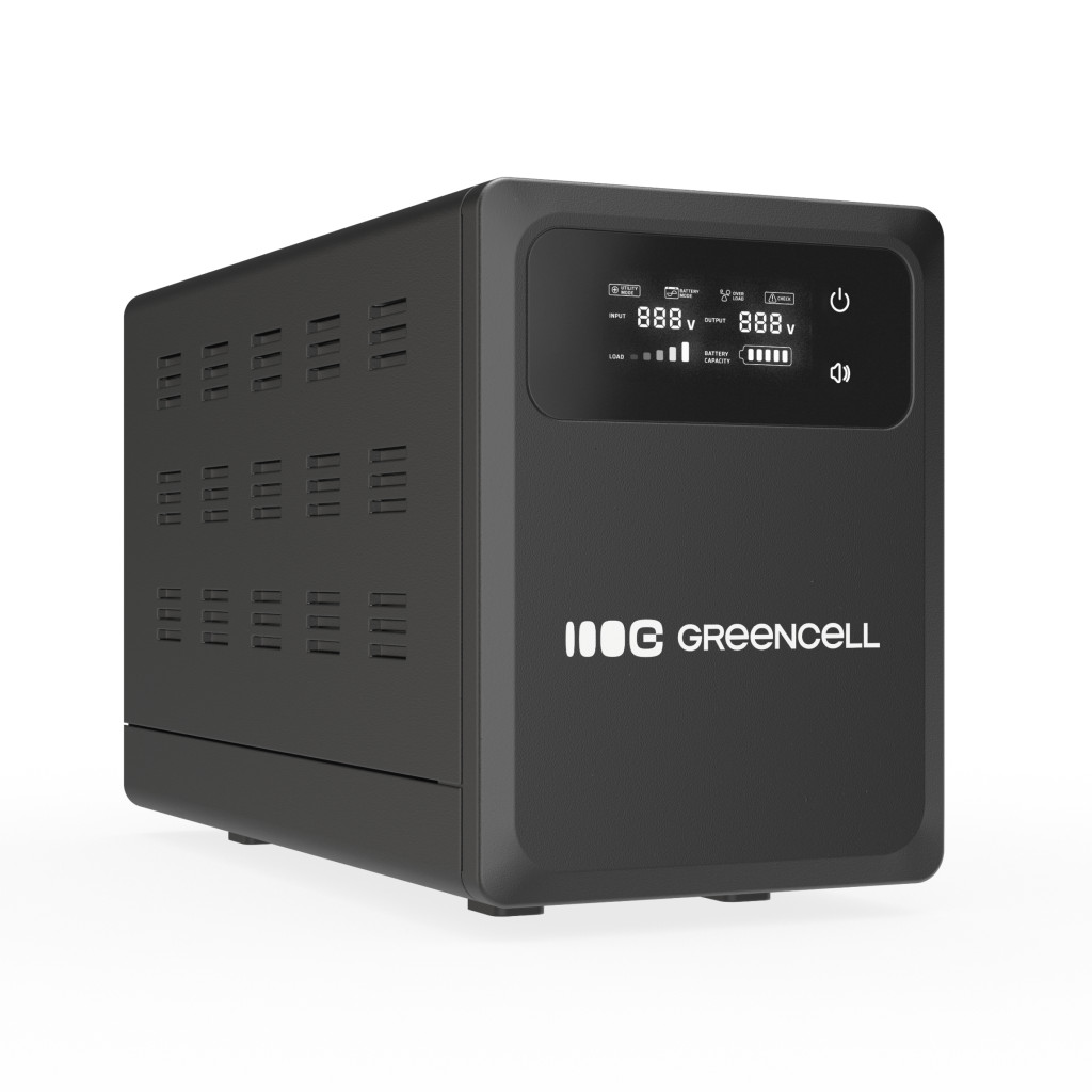 Greencell 2000VA 1200W UPS LCD kijelzővel UPSLPPC1200