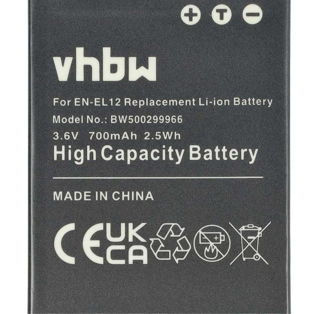 VHBW Nikon EN-EL12 akkumulátor - 700 mAh, 3,6 V, Li-Ion VHBW Nikon EN-EL12 akkumulátor - 700 mAh, 3,6 V, Li-Ion