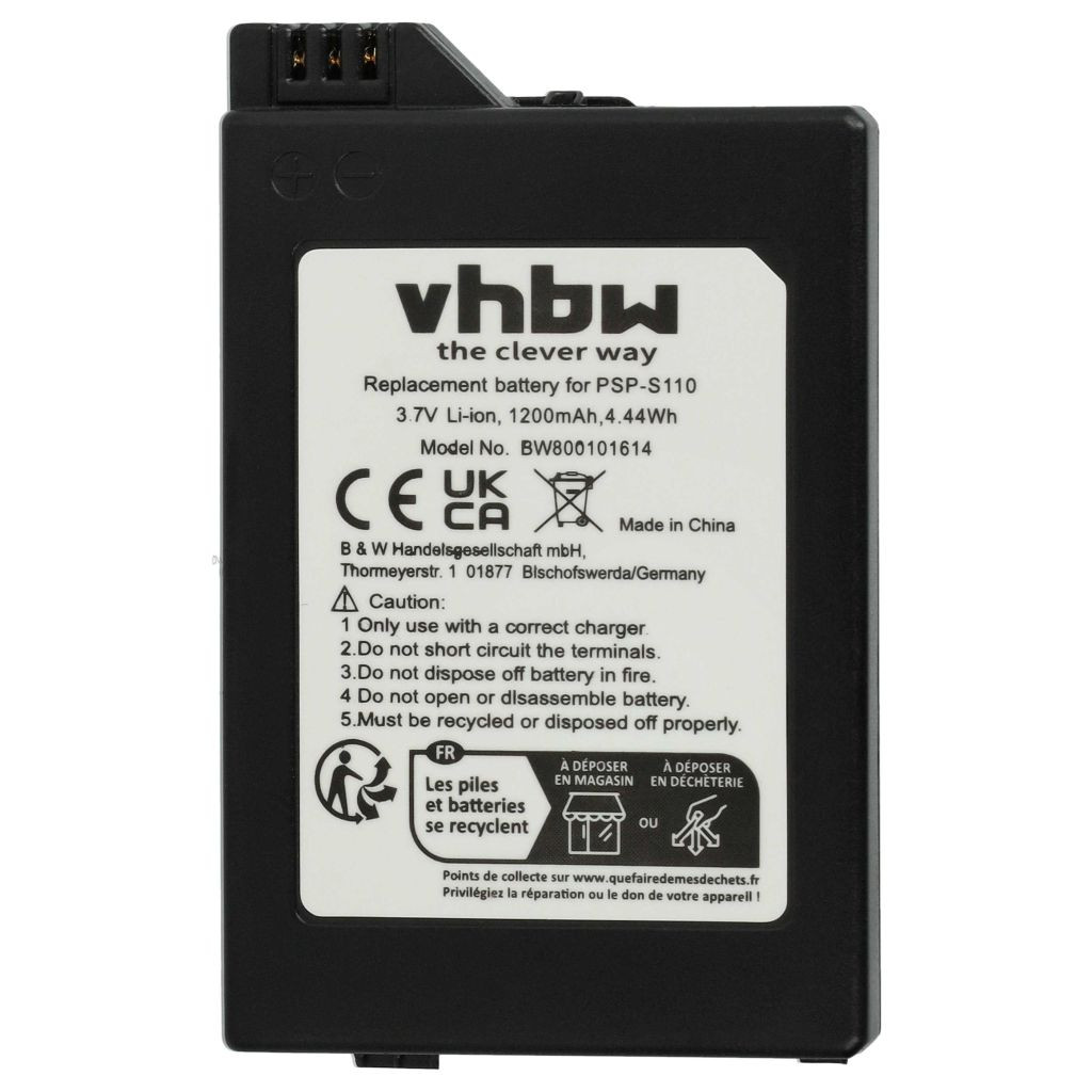 VHBW Sony PSP-S110 Játékkonzol - 1200 mAh, 3,7 V VHBW Sony PSP-S110 Játékkonzol - 1200 mAh, 3,7 V
