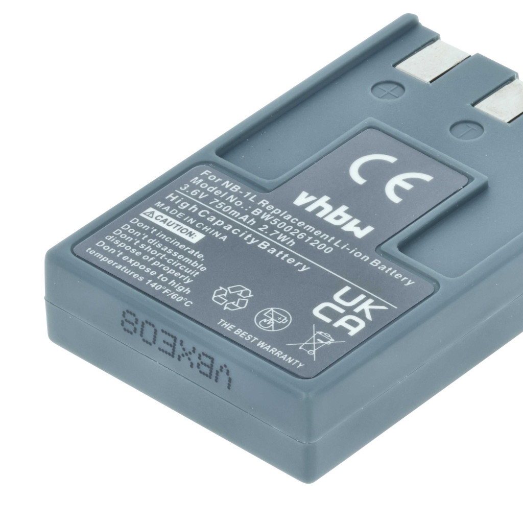VHBW Akkumulátor Canon NB-1LH, NB-1L - 750 mAh 3,6 V Li-Ion VHBW Akkumulátor Canon NB-1LH, NB-1L - 750 mAh 3,6 V Li-Ion