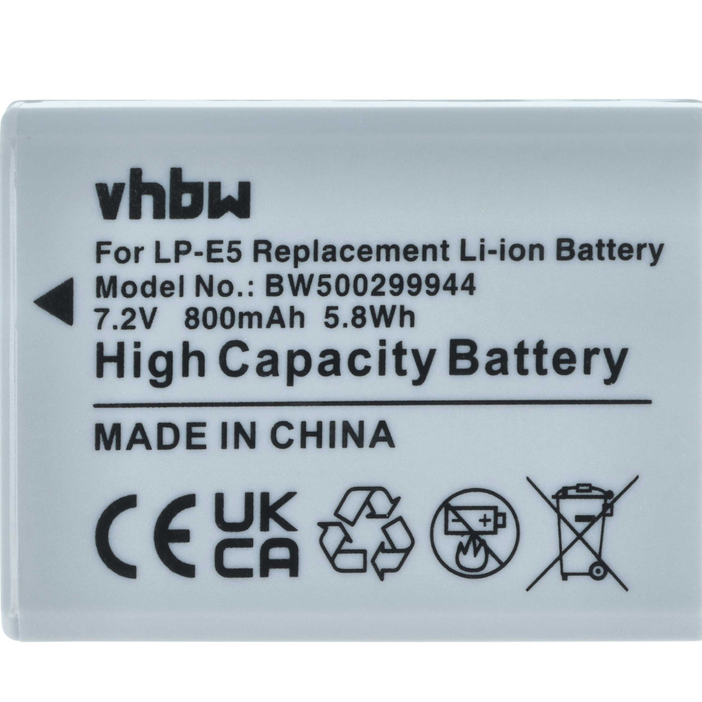 VHBW Akkumulátor Canon LP-E5, LC-E5 - 800 mAh 7,2 V Li-Ion