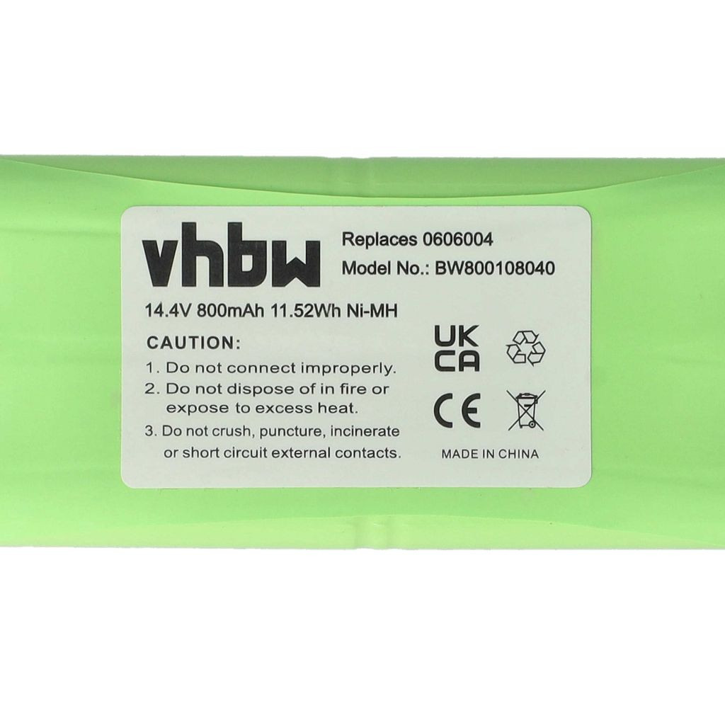 VHBW Akkumulátor Dirt Devil R1-L051B, 0606004 - 800 mAh, 14,4 V, NiMH számára