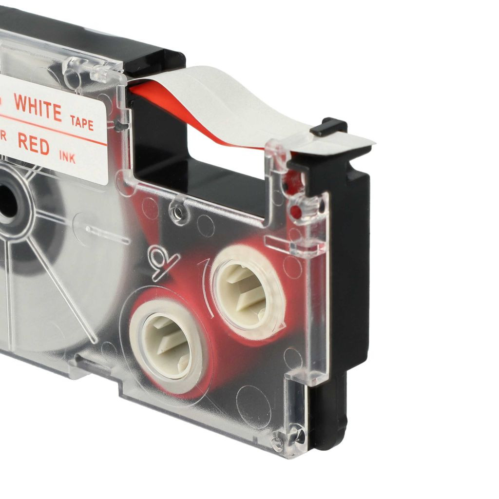 VHBW Casio XR-9WER Címkeszalag, 9mm, Vörös-Fehér