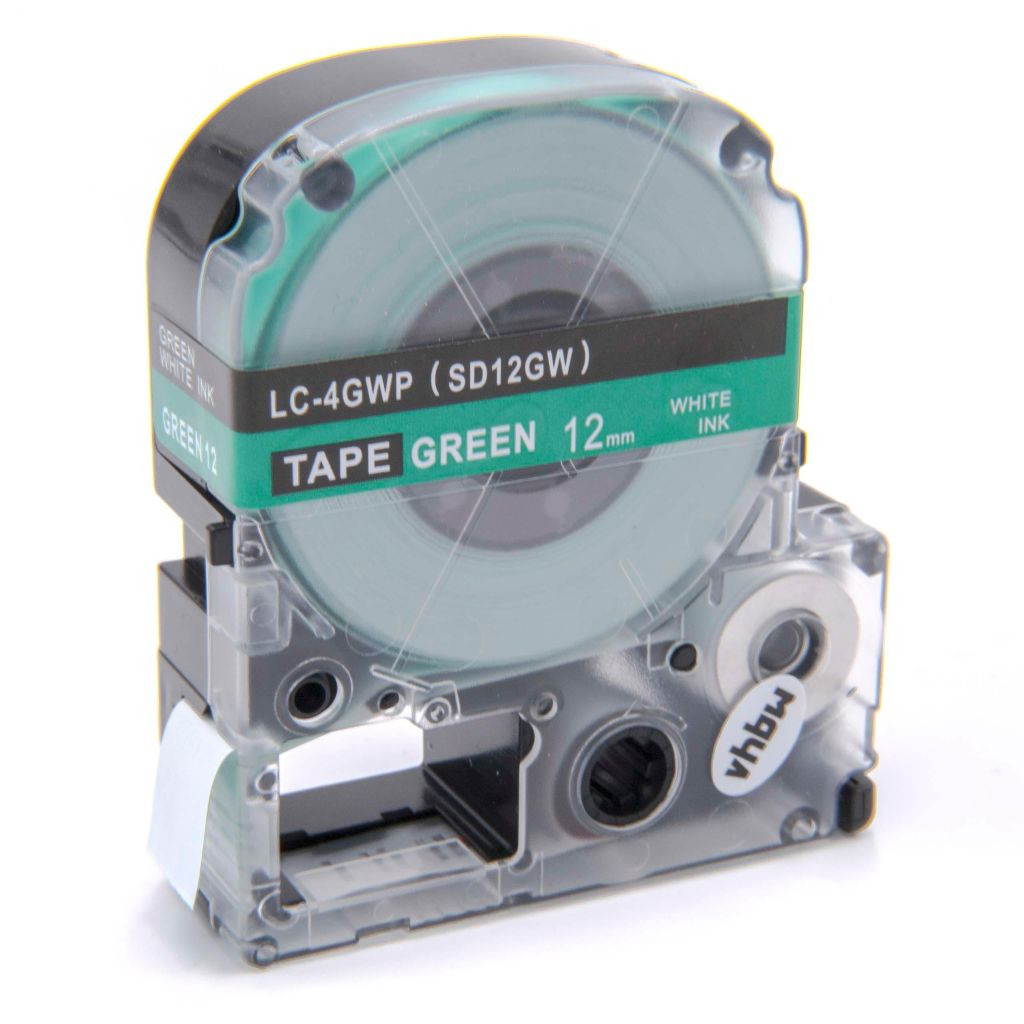 VHBW Epson LC-4GWP Címkeszalag - 12 mm, Fehér-Zöld VHBW Epson LC-4GWP Címkeszalag - 12 mm, Fehér-Zöld