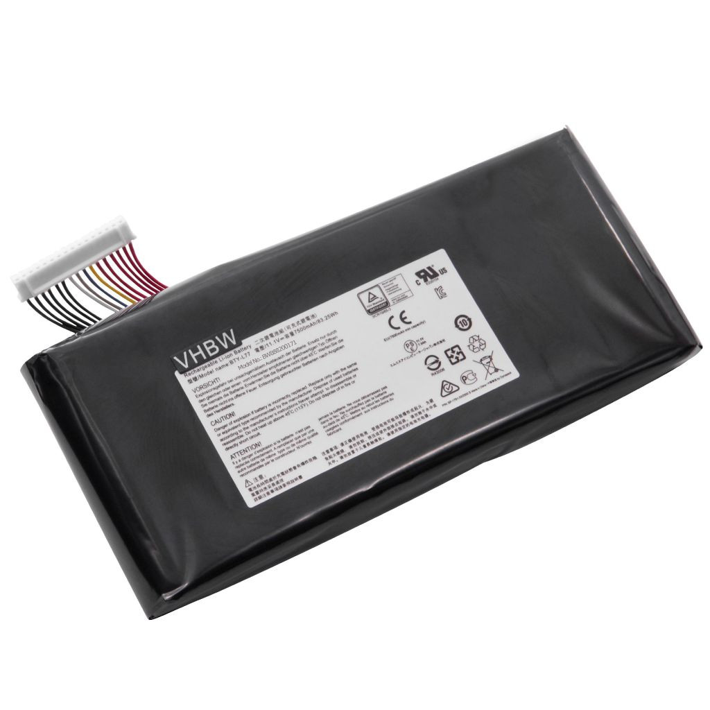 VHBW Notebook akkumulátor MSI BTY-L77, MS-1784 - 7500 mAh 11,1 V Li-Ion