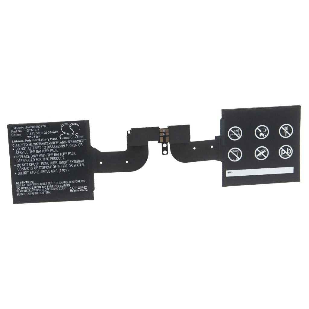 VHBW Notebook akkumulátor Microsoft DYNH01-hez – 3000 mAh 7,57 V Li-polimer