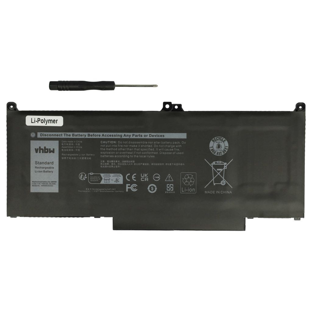 VHBW Notebook akkumulátor Dell 05VC2M, MXV9V - 7400 mAh 7,6 V Li-polymer
