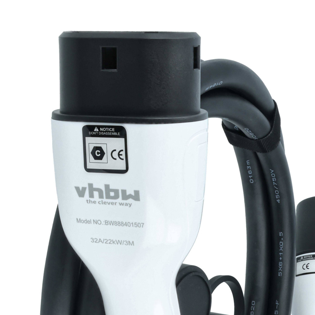 VHBW Töltőkábel Type 2 - 32 A, 22 kW, 3 m