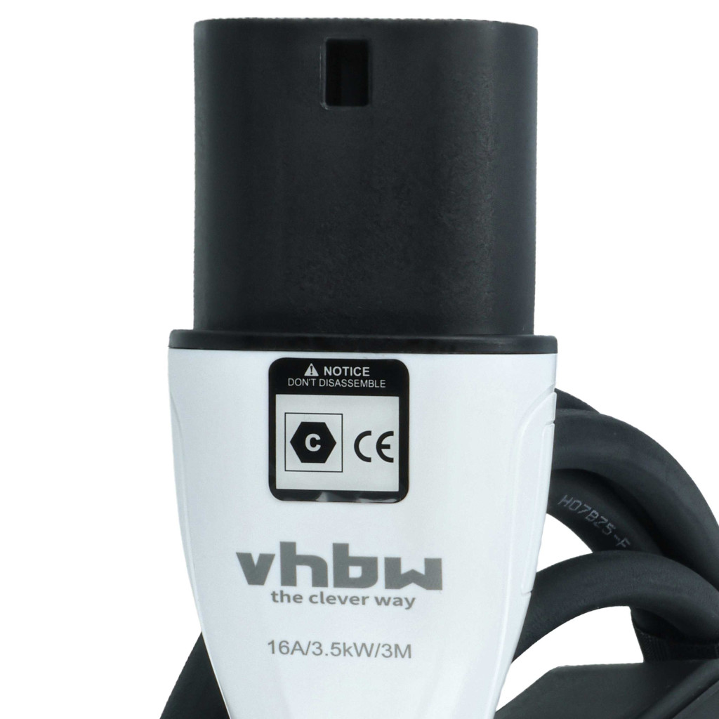 VHBW Töltőkábel Type 2 - 16 A, 3,5 kW, 3 m