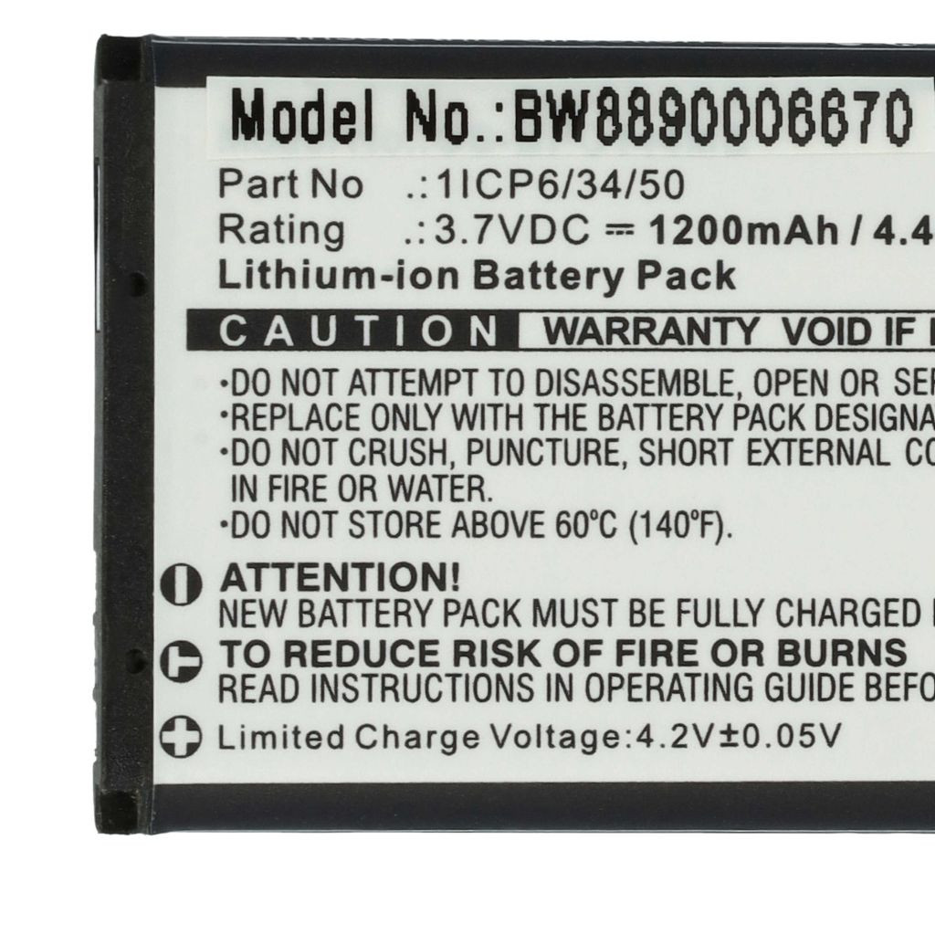 VHBW Babafigyelő elem Babymoov 1ICP6/34/50-hez - 1200 mAh 3,7 V Li-Ion