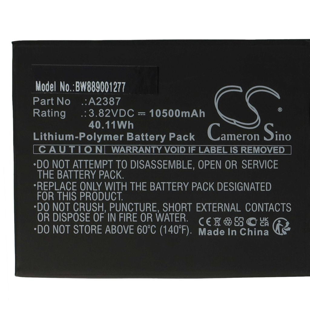 VHBW Tablet akkumulátor Apple A2387-hez - 10500 mAh 3,82 V Li-polimer VHBW Tablet akkumulátor Apple A2387-hez - 10500 mAh 3,82 V Li-polimer