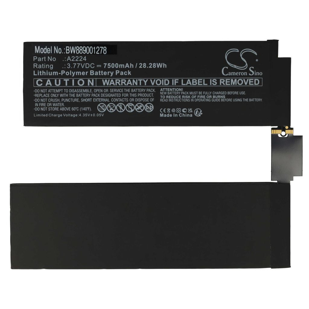 VHBW Tablet akkumulátor Apple A2224-hez - 7500 mAh 3,77 V Li-polimer