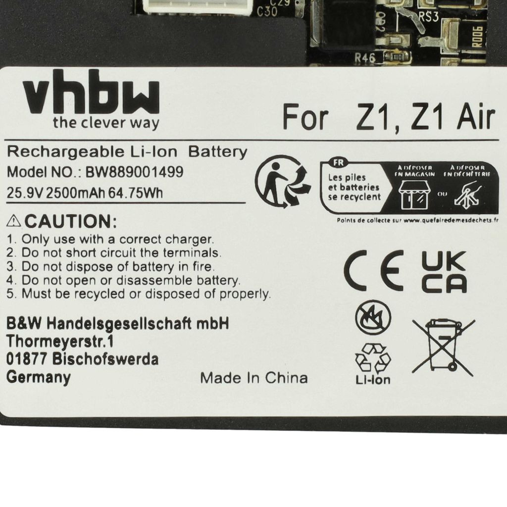 VHBW Akkumulátor - 2500 mAh, 25,9 V, Li-Ion