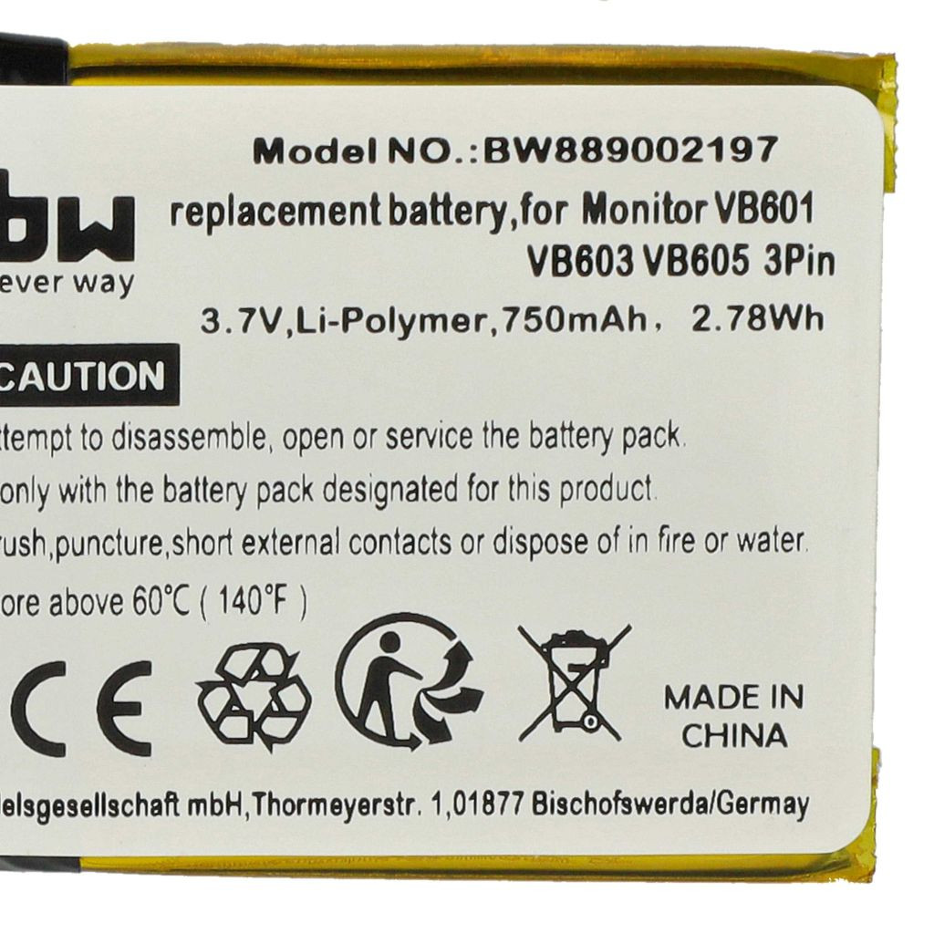 VHBW GlobalSat H553438 Okosóra Elem - 750 mAh 3,7 V Li-polimer VHBW GlobalSat H553438 Okosóra Elem - 750 mAh 3,7 V Li-polimer