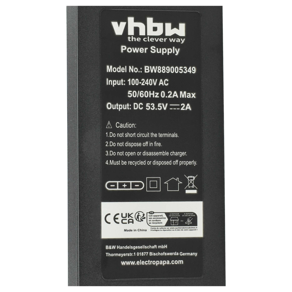 VHBW E-roller Töltő NIU KQi 1 - 53,5 V, 2 A