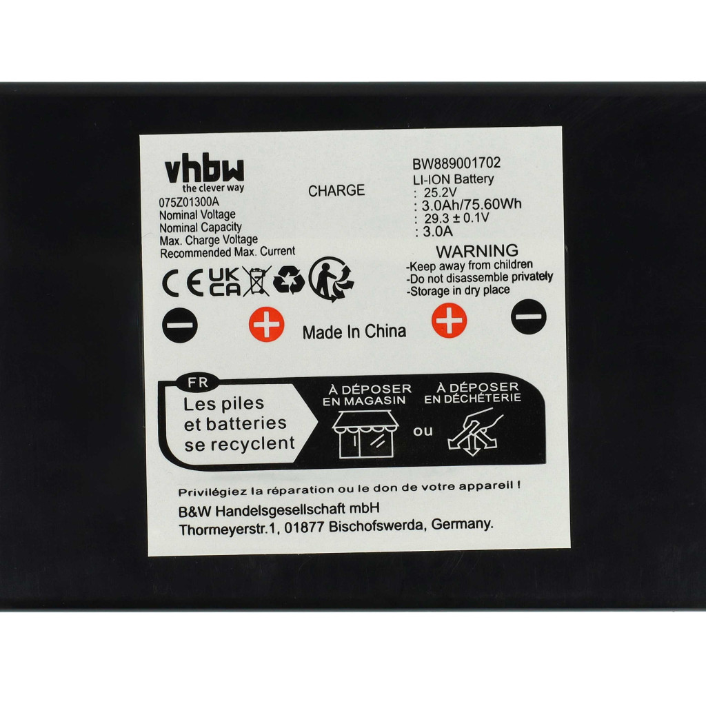 VHBW Akkumulátor Ambrogio 6060BA0 - 3000 mAh 25,2 V Li-Ion